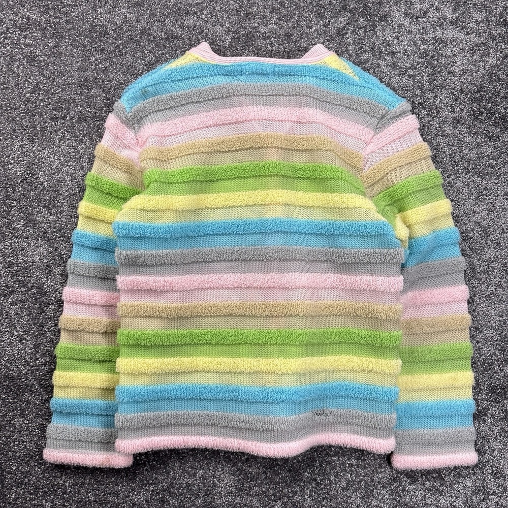 Vintage 60s 70s Rainbow Pastel Striped Cardigan Sweater Women's Small Japanese - Picture 7 of 11